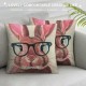 Cute Rabbit Throw Pillow Cover Animal Hare Bunny Cartoon Portrait Domestic Watercolor Pillow Case Inch Decorative Men Women Boy Girl Room Cushion Cover for Home Couch Bed