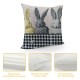 Easter Bunny Throw Pillow Covers Farmhouse Buffalo Check Plaid Welcome /Easter Eggs Decorative Pillow Cases Sofa/Couch/Porch Decorations(Black)