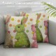 Qinduosi Easter Bunny Pillow Covers Inch Set of Pink Yellow Green Decorative Pillow Cases Pastel Polka Dot Farmhouse Cushion Case Spring Holiday Home Decor for Porch Couch