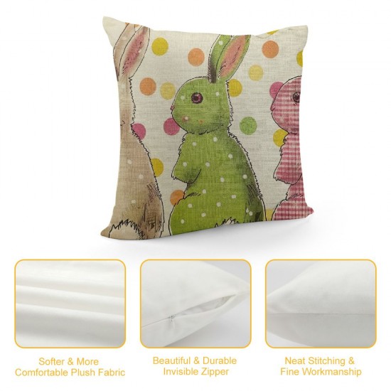 Qinduosi Easter Bunny Pillow Covers Inch Set of Pink Yellow Green Decorative Pillow Cases Pastel Polka Dot Farmhouse Cushion Case Spring Holiday Home Decor for Porch Couch