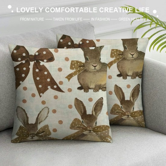 Easter Pillow Covers Inch Set of , Decorations Holiday Farmhouse Spring Pillow Case for Home Sofa Couch Decor (Brown)