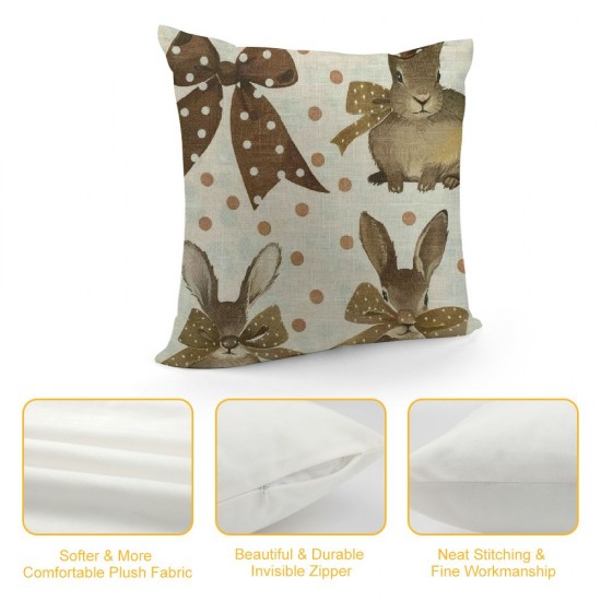 Easter Pillow Covers Inch Set of , Decorations Holiday Farmhouse Spring Pillow Case for Home Sofa Couch Decor (Brown)