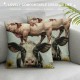 Qinduosi Spring Cow Pig Decorative Throw Pillow Covers Set of , Sweet Farm Animal Daisy Flower Blue Cushion Case Decor, Bless Me Home Farmhouse Decoration for Sofa Couch