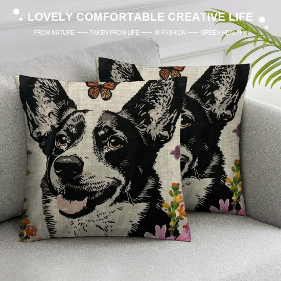 Qinduosi Spring Pillow Covers Inch Throw Pillowcase Home Sofa Holiday Cushion Case Farmhouse Dog Spring Decorations