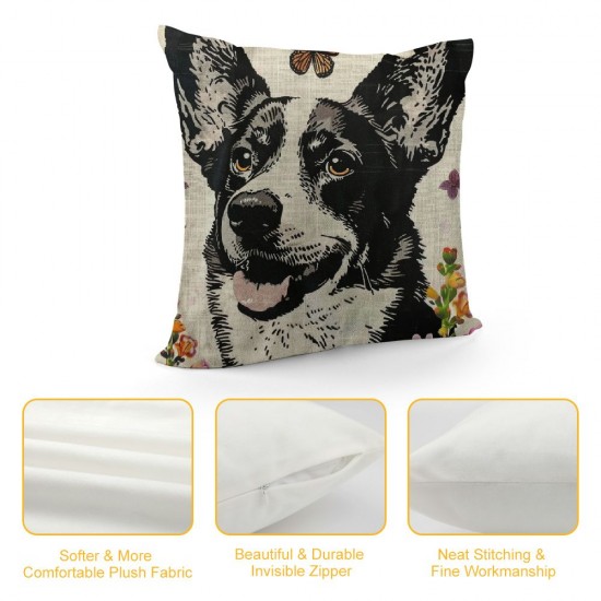 Qinduosi Spring Pillow Covers Inch Throw Pillowcase Home Sofa Holiday Cushion Case Farmhouse Dog Spring Decorations