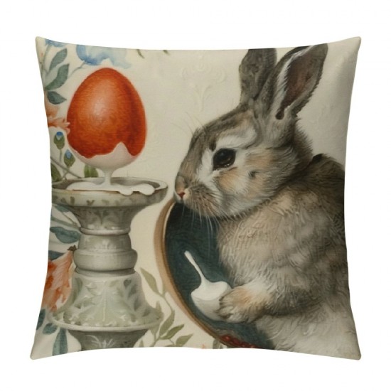 Qinduosi Pillow Covers Eeater Decorations Easter Pillow Covers Inch Bunny Eggs Decorative Pillow Cases Holiday Throw Cushion Cover for Home Couch Office Car Decor