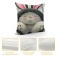 Qinduosi Rabbit Throw Pillow Cover Set of Cases Bunny Bottom Easter Eggs Blue Pink Cute Outdoor Decor Pillowcase Home Square Pillow