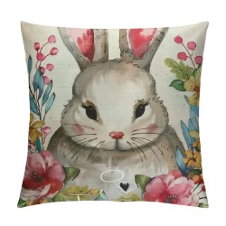 Easter Eggs Bunny Pillow Covers Inch Set of Rejoice Floral Leaves Blessings Easter Outdoor Decorative Throw Pillows Spring Holiday Pillowcases Linen Cushion Covers for Couch