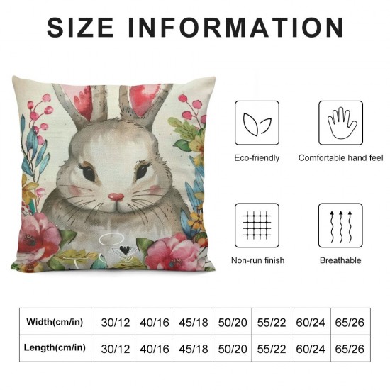 Easter Eggs Bunny Pillow Covers Inch Set of Rejoice Floral Leaves Blessings Easter Outdoor Decorative Throw Pillows Spring Holiday Pillowcases Linen Cushion Covers for Couch