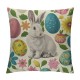 Qinduosi Easter Pillow Covers Inch Set of , Colorful Bunny Eggs Throw Pillows Farmhouse Rabbit Spring Decor Pillowcase for Sofa Bedroom Living Room Indoor Outdoor