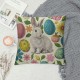 Qinduosi Easter Pillow Covers Inch Set of , Colorful Bunny Eggs Throw Pillows Farmhouse Rabbit Spring Decor Pillowcase for Sofa Bedroom Living Room Indoor Outdoor