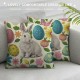 Qinduosi Easter Pillow Covers Inch Set of , Colorful Bunny Eggs Throw Pillows Farmhouse Rabbit Spring Decor Pillowcase for Sofa Bedroom Living Room Indoor Outdoor