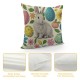 Qinduosi Easter Pillow Covers Inch Set of , Colorful Bunny Eggs Throw Pillows Farmhouse Rabbit Spring Decor Pillowcase for Sofa Bedroom Living Room Indoor Outdoor