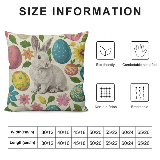 Qinduosi Easter Pillow Covers Inch Set of , Colorful Bunny Eggs Throw Pillows Farmhouse Rabbit Spring Decor Pillowcase for Sofa Bedroom Living Room Indoor Outdoor