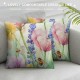 Qinduosi Throw Pillows Cover Set of Pink Tulip Flower Pillow Covers Lavender Dandelion Butterfly Decorative Pillow Case for Farmhouse Patio Sofa Couch