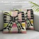 Qinduosi Oh. Flowers Bee Throw Pillow Covers, Inch Stripes Buffalo Plaid Cushion Case for Sofa Couch Set of