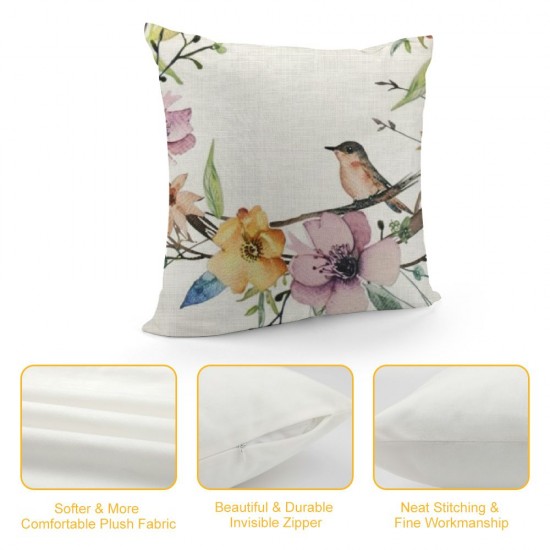 Qinduosi Easter Religious Pillow Covers Inches Colorful Flowers Throw Pillow Case Set of Easter Spring Pillow Cover Linen Cushion Cover for Home Couch Sofa Bedroom Livingroom