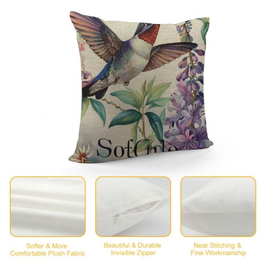 Qinduosi Spring Pillow Covers Inch Birds Throw Pillowcase Home Sofa Bedroom Living Room Holiday Cushion Case Farmhouse Decorations