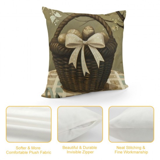 Qinduosi Throw Pillow Covers Inch Set of with Brown Stripes Pillow Cases Easter Spring Holiday Farmhouse Decoration Cushion Cover for Sofa Couch