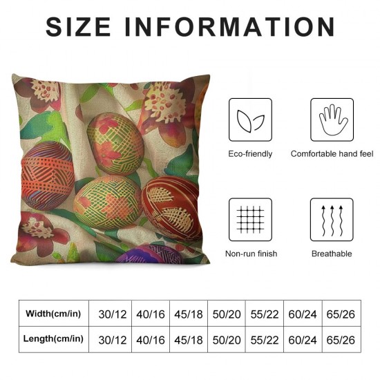 Qinduosi Easter Pillow Case Colorful Eggs Flowers On Pillow Cover Decorative Square Cushion Accent Linen Inch for Christmas Sofa Chair