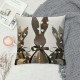 Easter Pillow Covers Set of Bunny Easter Love All Striped Farmhouse Decorative Decor Throw Pillowcases Cushion Case for Home Sofa Couch Decoration