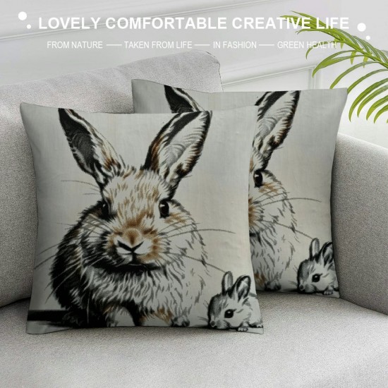 Bunny Easter Pillow Covers, Easter Rabbit Pillow Covers , Easter Decorative Throw Pillow Cover, Easter Bunny for Sofa Bed Room Home Decor Reversible Pillow Case