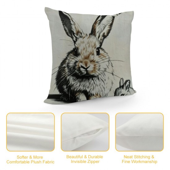 Bunny Easter Pillow Covers, Easter Rabbit Pillow Covers , Easter Decorative Throw Pillow Cover, Easter Bunny for Sofa Bed Room Home Decor Reversible Pillow Case