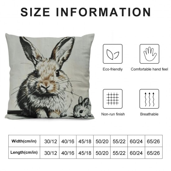 Bunny Easter Pillow Covers, Easter Rabbit Pillow Covers , Easter Decorative Throw Pillow Cover, Easter Bunny for Sofa Bed Room Home Decor Reversible Pillow Case