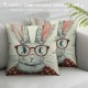 Qinduosi Pillow Covers Inch Set of Cute Spectacled Bunny Easter Decor Pillow Case Spring Farmhouse Pillows Easter Decorative Throw Cushion Cover