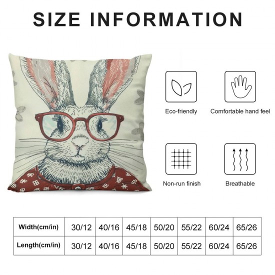 Qinduosi Pillow Covers Inch Set of Cute Spectacled Bunny Easter Decor Pillow Case Spring Farmhouse Pillows Easter Decorative Throw Cushion Cover