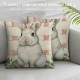 Qinduosi Pillow Covers Set of Buffalo Plaid Rabbit Eucalyptus Leaves Home Decor for Couch Sofa