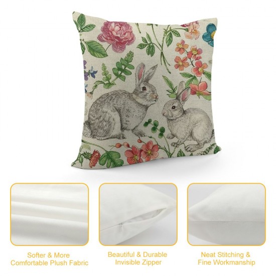 Spring Pillow Covers Set of , Spring Flower Throw Pillows Outdoor Decorative Farmhouse Easter Pillowcase Spring Decorations for Home Couch Sofa