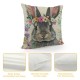 Qinduosi Easter Pillow Covers Inch Set of Bunny Easter Floral Rabbit Pillows Decorative Throw Pillows Rabbit Linen Square Cushion Covers for Couch Bed Sofa Chair Decor