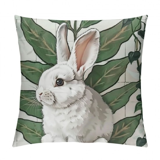 Qinduosi Easter Throw Pillow Covers Set of , Bunny Easter Hello My Peeps Cartoon Mouse Striped Farmhouse Decorative Cushion Case Decor for Home Sofa Couch Decoration