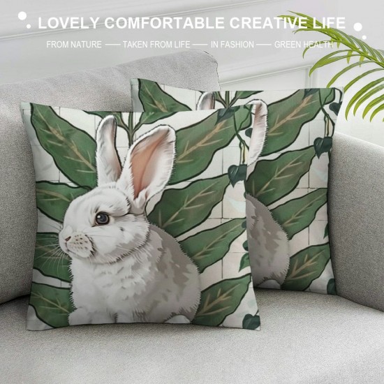 Qinduosi Easter Throw Pillow Covers Set of , Bunny Easter Hello My Peeps Cartoon Mouse Striped Farmhouse Decorative Cushion Case Decor for Home Sofa Couch Decoration