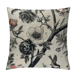 Qinduosi Throw Pillow Covers Vintage Floral with of Flowers on Roses Delphinium Cushion Pillow Case Inches