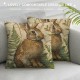 Qinduosi Vintage AnimalsThrow Pillow Covers Elk Rabbit with Green Plants Cushion Cover Home Decor Square Pillowcase " Set of (Animals)