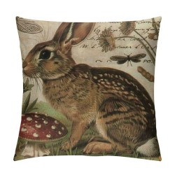 Qinduosi Throw Pillow Covers Animals Rabbit Decorative Pillow Case Linen Square Throw Pillowcases Home Couch Decor Cushion Cover Inch(Rabbit B