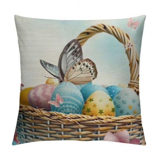 Qinduosi Bunny Decorative Throw Pillow Covers of Easter Rabbit Eggs Cushion Case Decor Pink for Home Outdoor Decoration for Sofa Couch