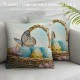 Qinduosi Bunny Decorative Throw Pillow Covers of Easter Rabbit Eggs Cushion Case Decor Pink for Home Outdoor Decoration for Sofa Couch