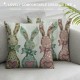 Qinduosi Easter Pillow Covers ,Pink Blue Green Bunny Outdoor Decorative Throw Pillows for Couch, Rabbit Spring Decor Cushion Cover Pcs Soft Farmhouse Linen Pillowcase for Bed Car Safa