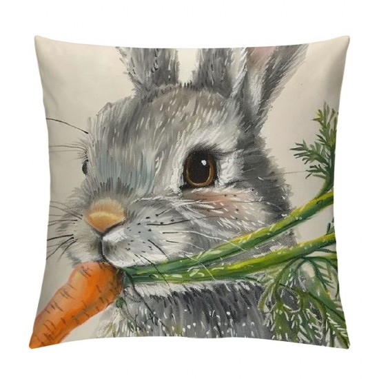 Qinduosi Easter Decorations Hello Rabbit Easter Pillow Covers Set of Eggs Throw Pillow Case Farmhouse Spring Cushion Cover for Home Sofa Couch