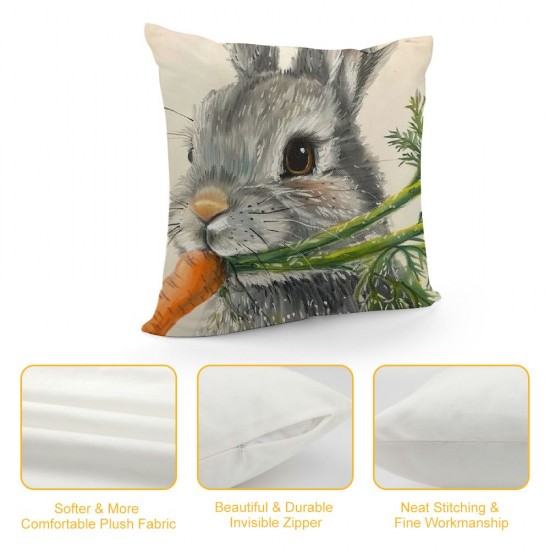 Qinduosi Easter Decorations Hello Rabbit Easter Pillow Covers Set of Eggs Throw Pillow Case Farmhouse Spring Cushion Cover for Home Sofa Couch