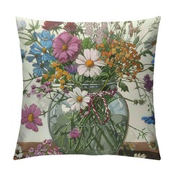 Wildflower Throw Pillow Covers Inch Set of Flowers Leaves Spring Summer Seasonal Decor Cushion Cover for Bedroom Sofa Living Room Couch Bench Outdoor