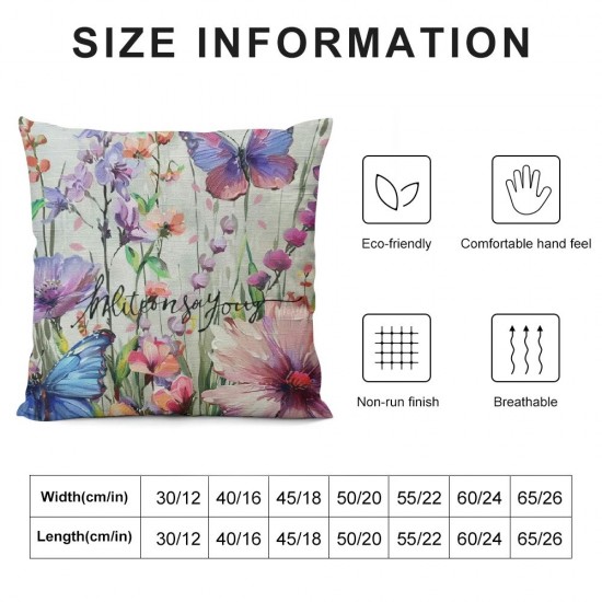 Qinduosi Spring Pillow Cover Inch Floral Butterfly Decorations Farmhouse Pillow Case Decor for Sofa Couch