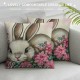 Qinduosi Decorative Throw Pillow Covers Set of , Hello Peeps Outdoor Home Decor, Rose Flower Eucalyptus Leaves Couch Cushion Case