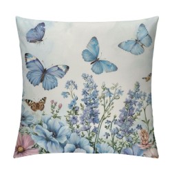 Qinduosi  Throw Pillow Covers Inch Garden Flower Butterfly Decorative Pillows for Couch Sofa Garden Patio Decor Set of