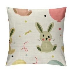 Qinduosi Cute Easter Bunny Throw Pillow Covers, Holiday Pillow Cover, Spring Square Linen Cushion Cover Decor for Bed Home Couch