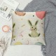 Qinduosi Cute Easter Bunny Throw Pillow Covers, Holiday Pillow Cover, Spring Square Linen Cushion Cover Decor for Bed Home Couch