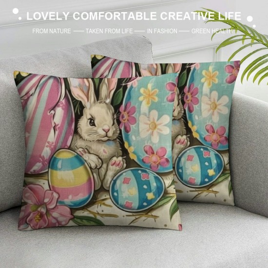 Qinduosi Decorative Throw Pillow Covers Set of , Eggs Stripes Cushion Case Decor, Flowers Butterfly Home Decoration for Sofa Couch